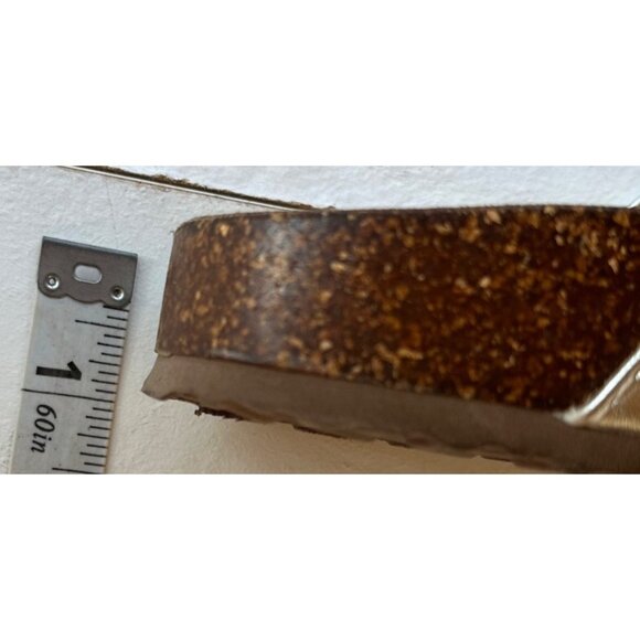 Time & Tru Metallic Silver Sandals w/Tan Cork Bottom Women's Size 9 (READ) - Picture 8 of 12